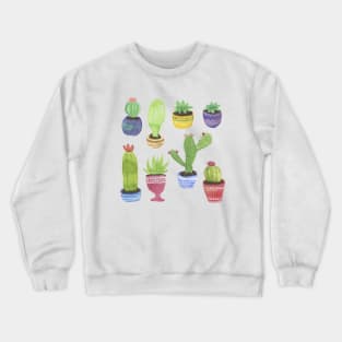 Watercolor Pattern of Cactus and Succulents Crewneck Sweatshirt